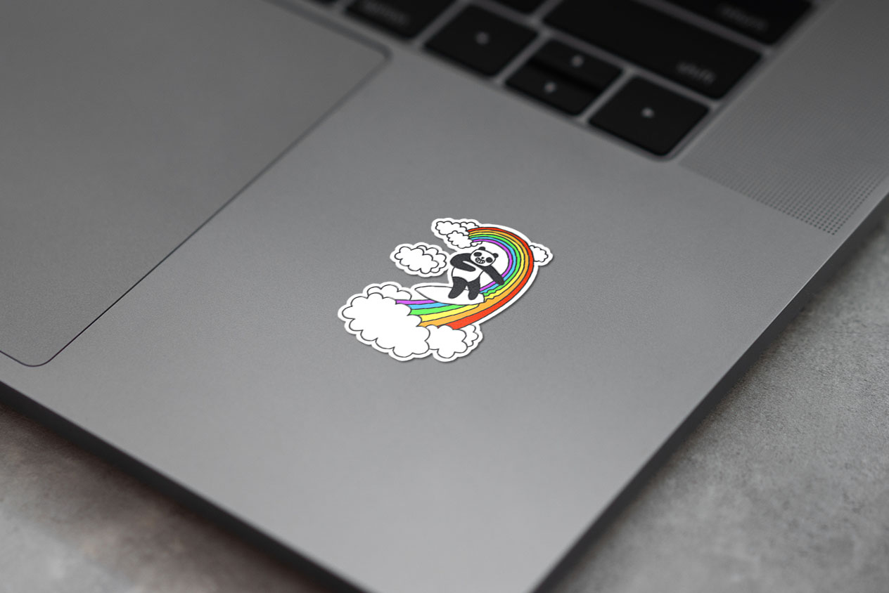 Pandas Surf Rainbows 389