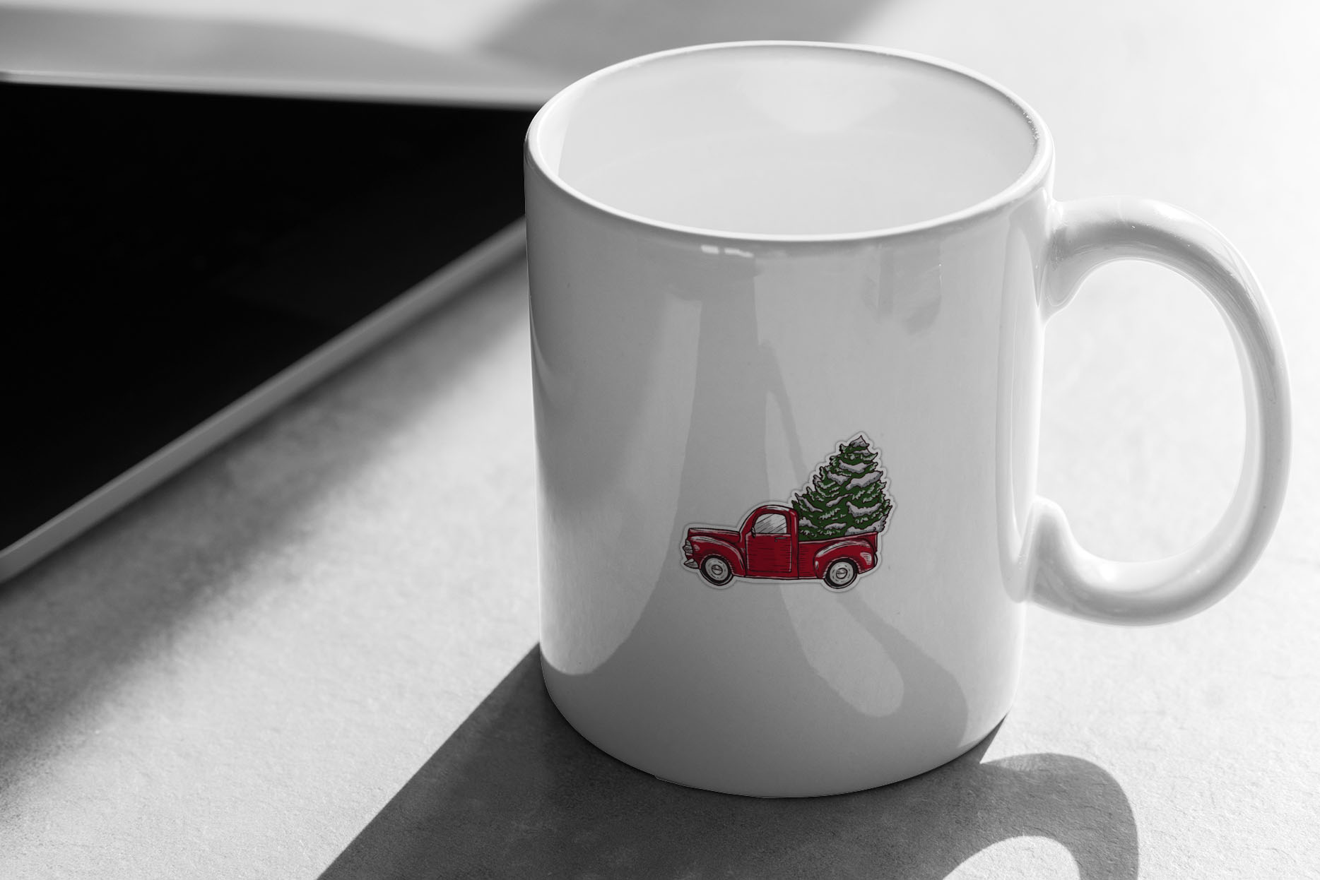 Pine Tree Delivery Red Retro Truck - Christmas vibes 397