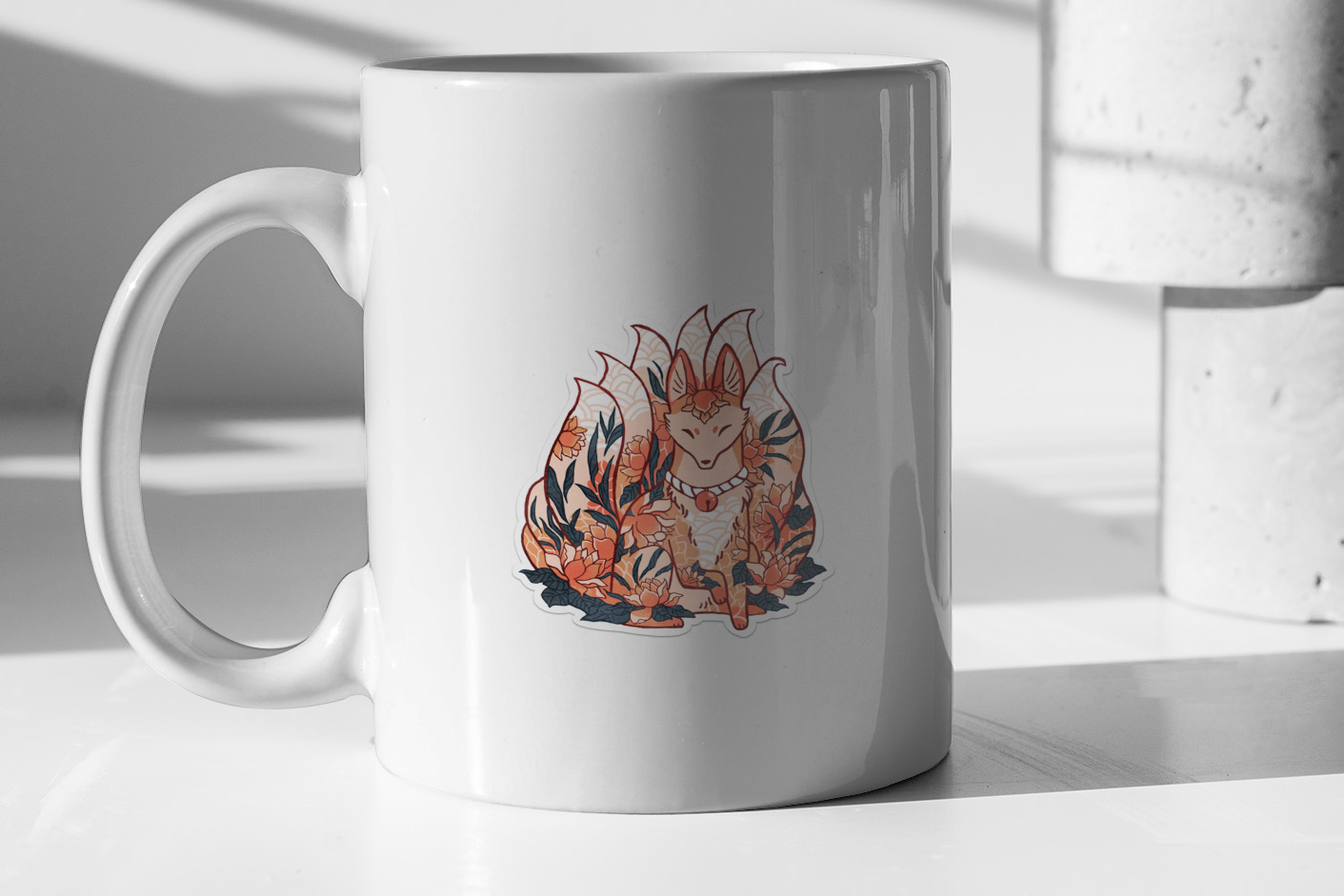 Floral Lotus Kitsune Fox 384