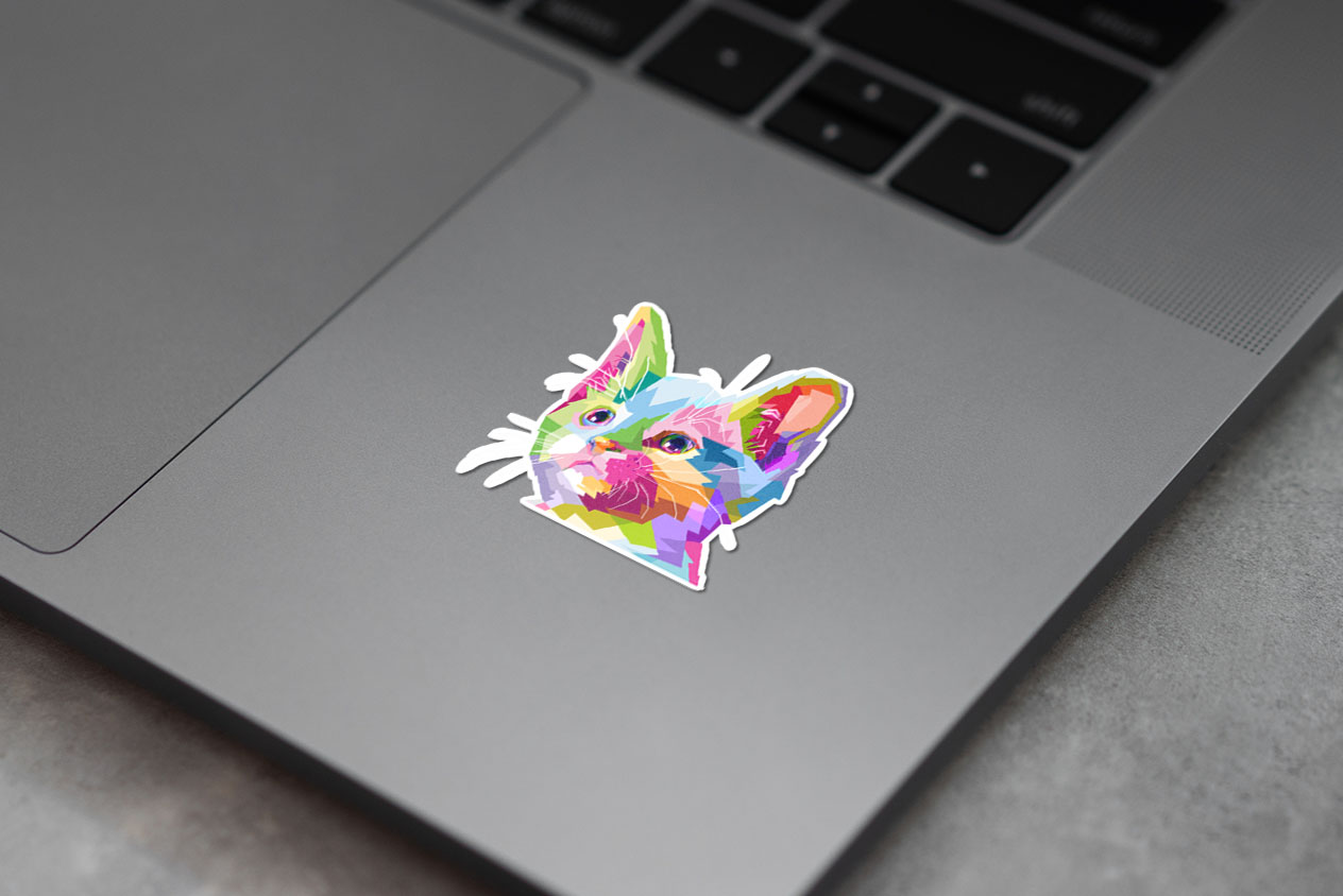 Colorful cat head illustration 322