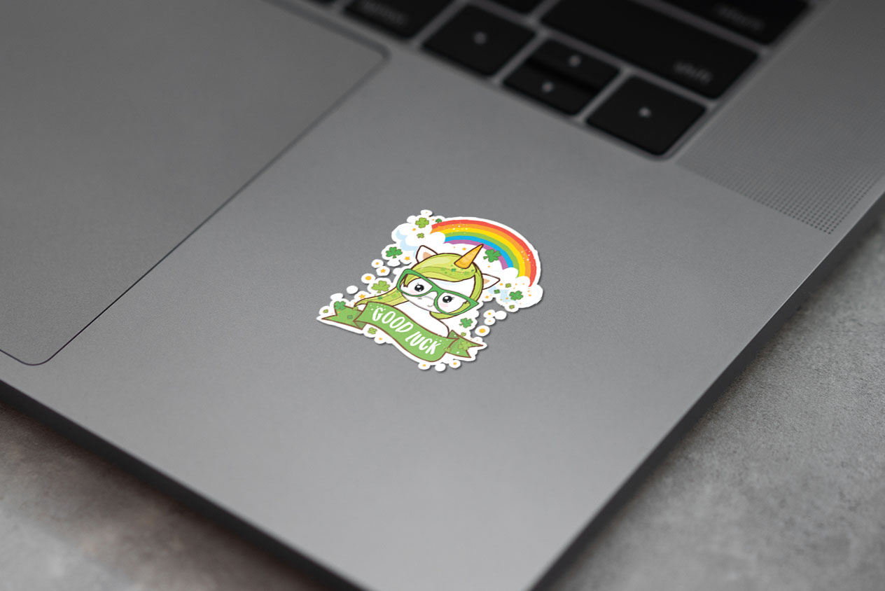 Kawaii Good Luck Rainbow St Patricks Day Nerdy Unicorn with Glasses 345