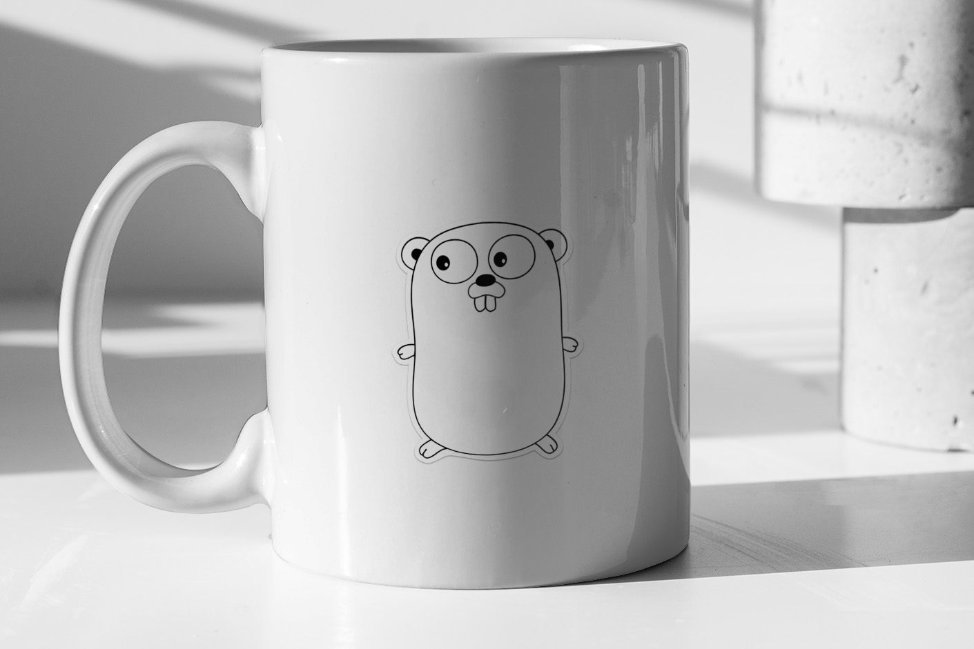 The Go Gopher Minimalistic Golang Logo White 193