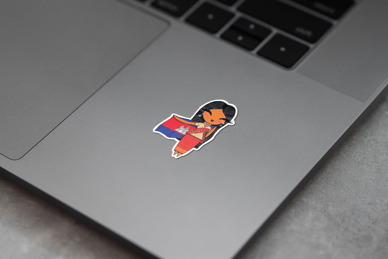 Khmer girl chibi - Cambodia flag 105