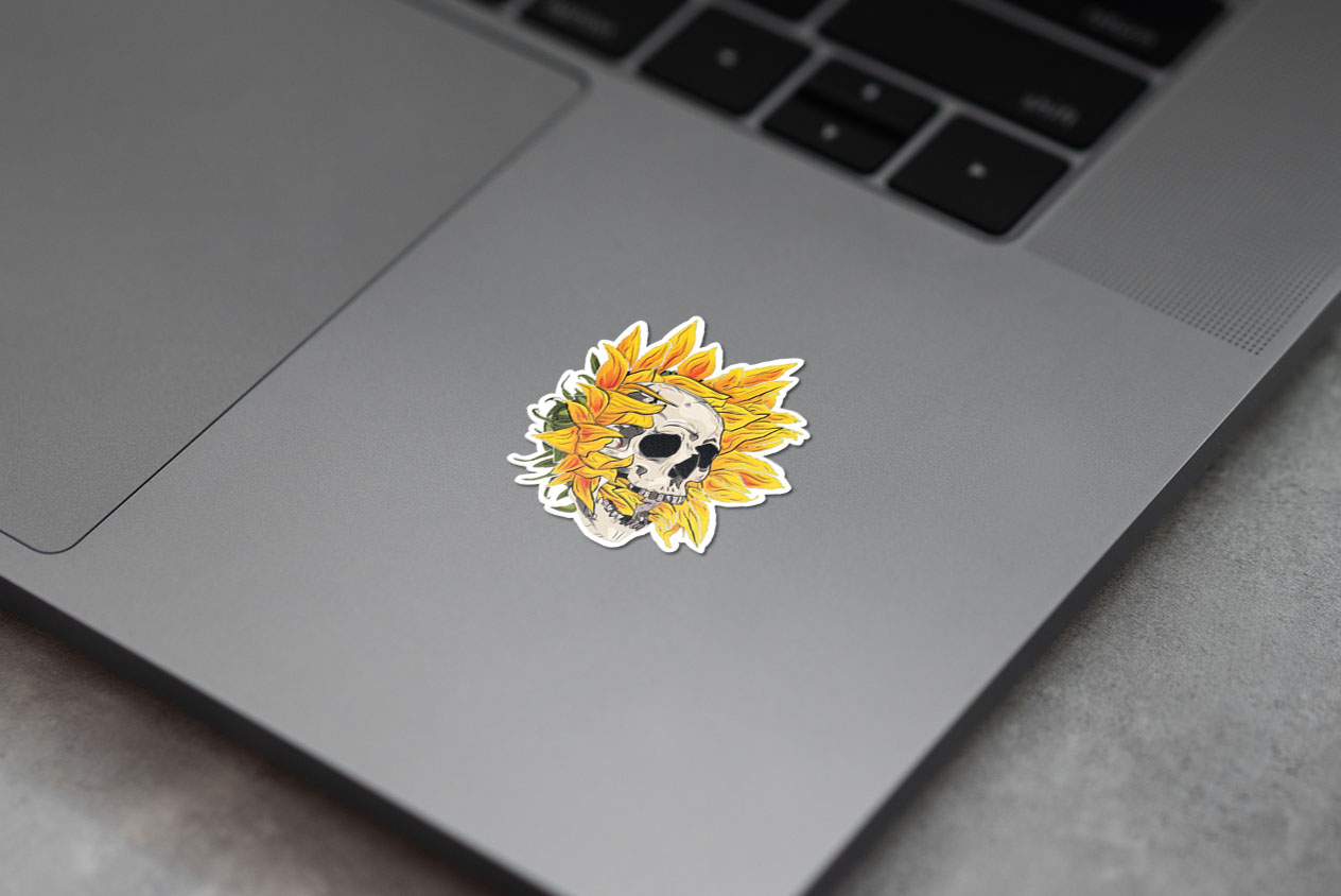 Sunflower skull  - Halloween cartoon art 105