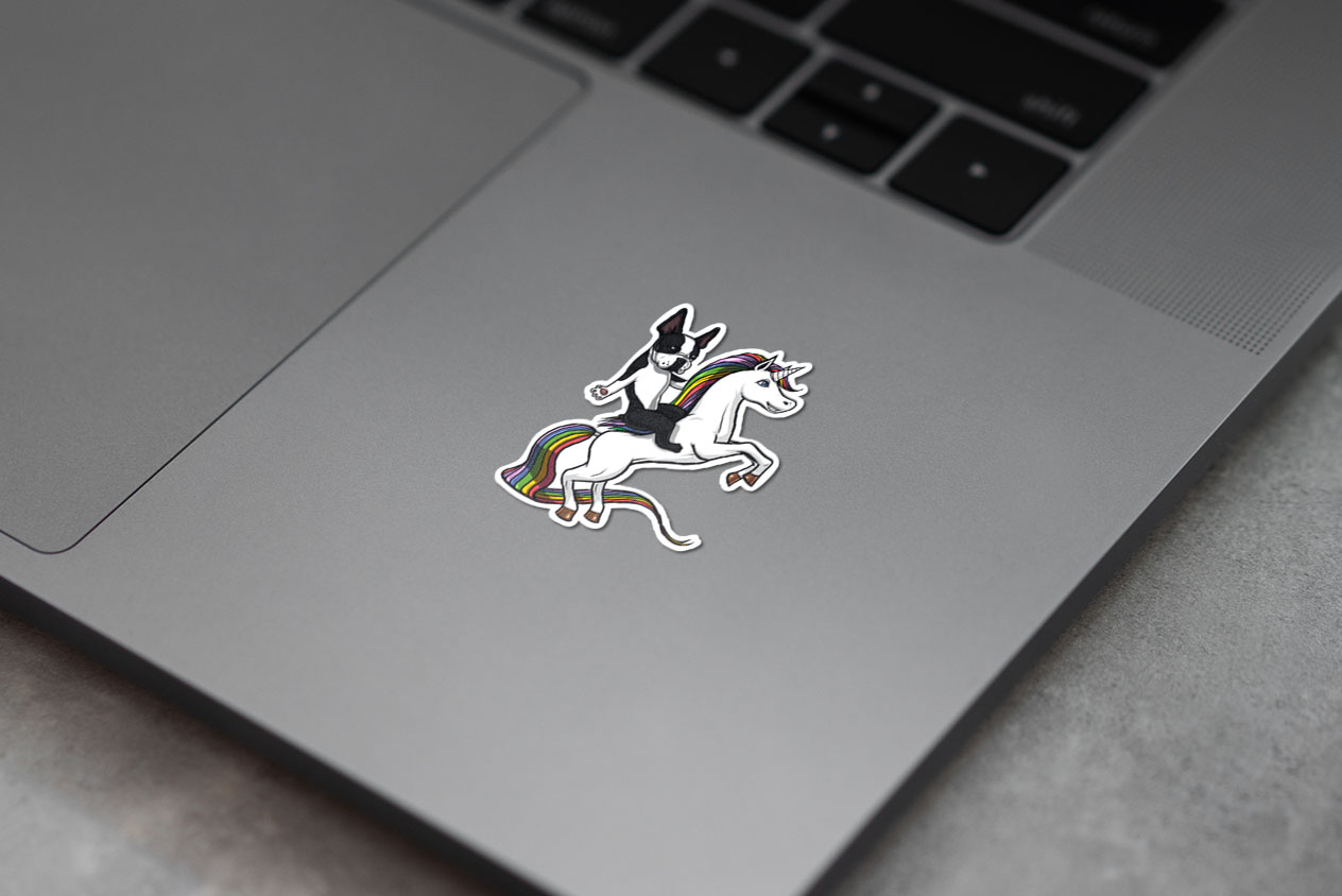 Boston Terrier Dog Riding Unicorn 272