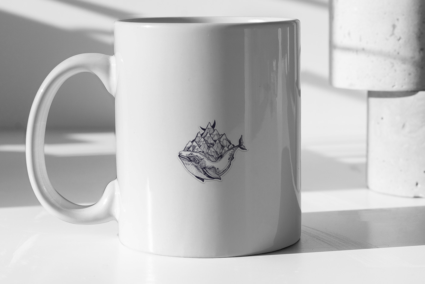 Decorative dreamy surreal whale sea animal beast carrying mountain range on its  269