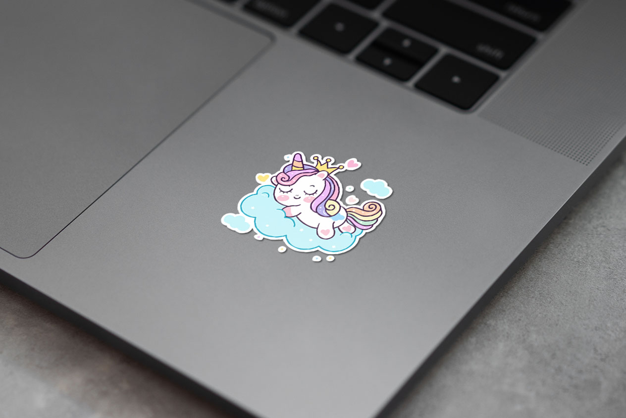 Cute unicorn sleep on cloud 383