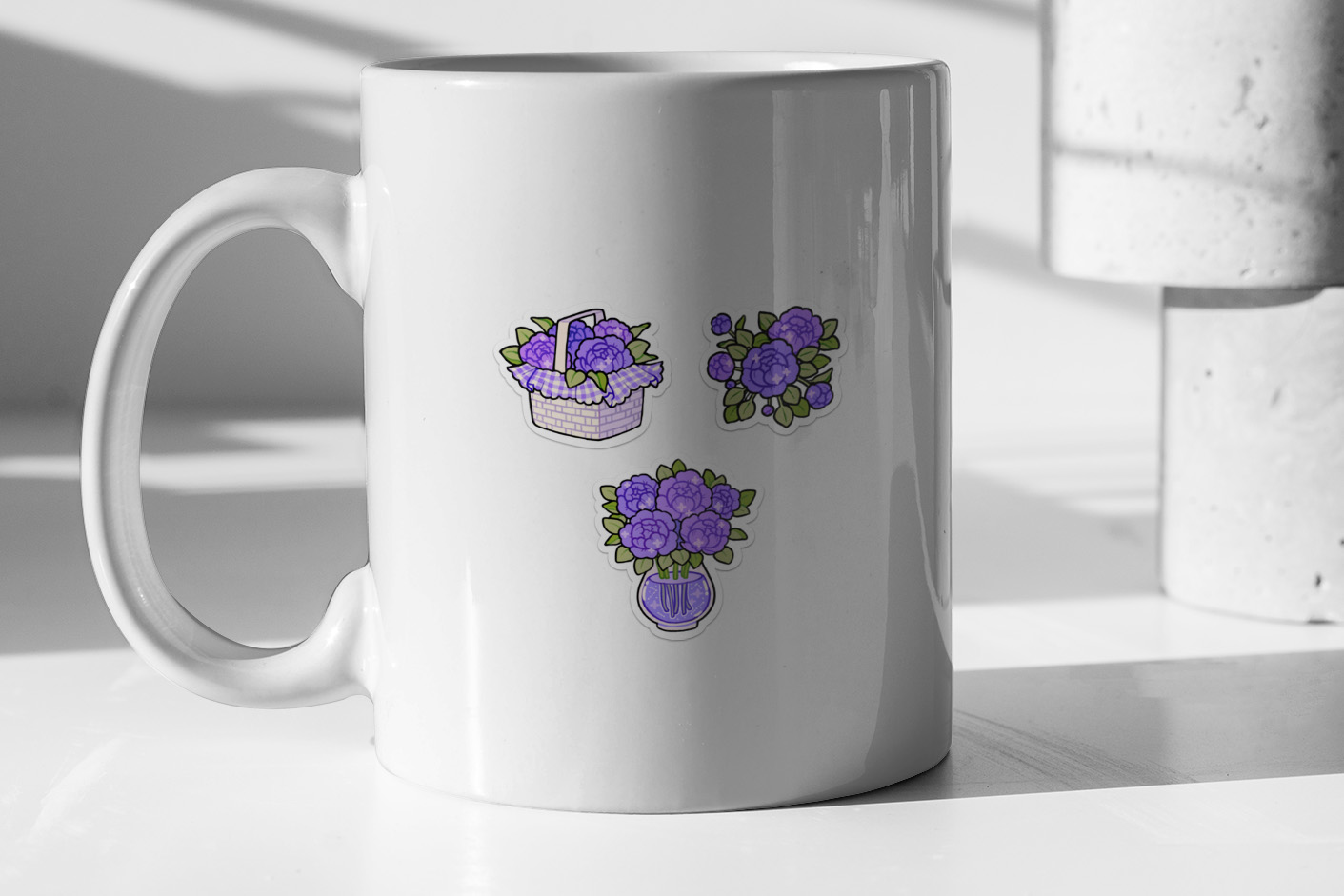 purple floral sticker set 261