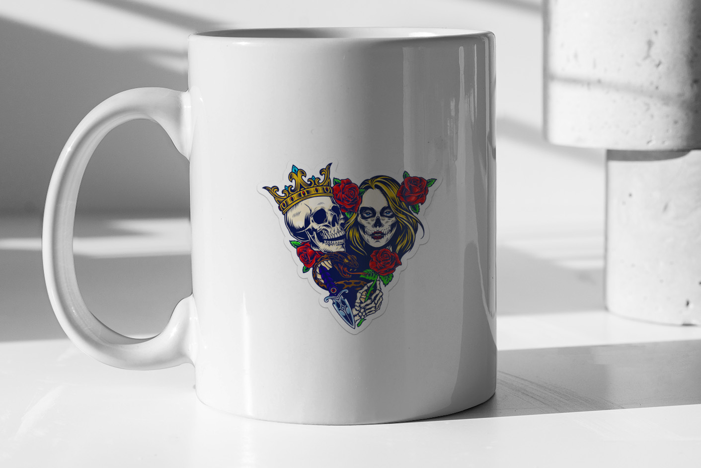 triangle retro king and queen's skull 227